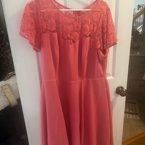 Torrid Pink Lace Overlay Dress